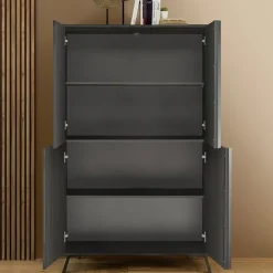 Armadio soggiorno 104x174h cm 4 ante moderna nero frassinato Tosca