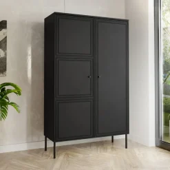 Armadio soggiorno 100x166h cm 2 ante nero opaco Stark