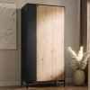 Armadio soggiorno 90x184h cm 2 ante rovere nero Duble
