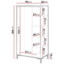 Armadio soggiorno 90x184h cm 2 ante rovere nero Duble