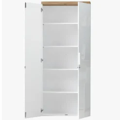 Armadio ufficio con serratura 80x190h cm 2 ante bianco lucido rovere chiaro Opera