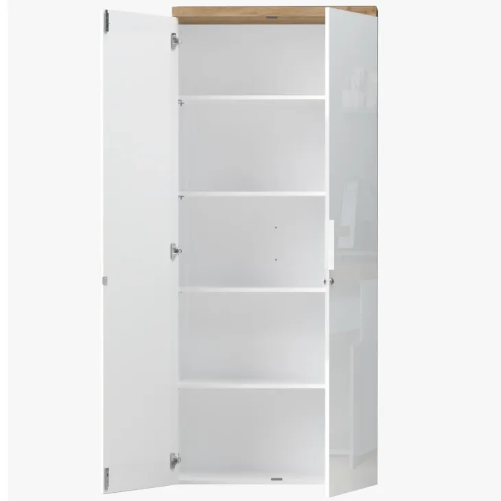 Armadio ufficio con serratura 80x190h cm 2 ante bianco lucido rovere chiaro Opera