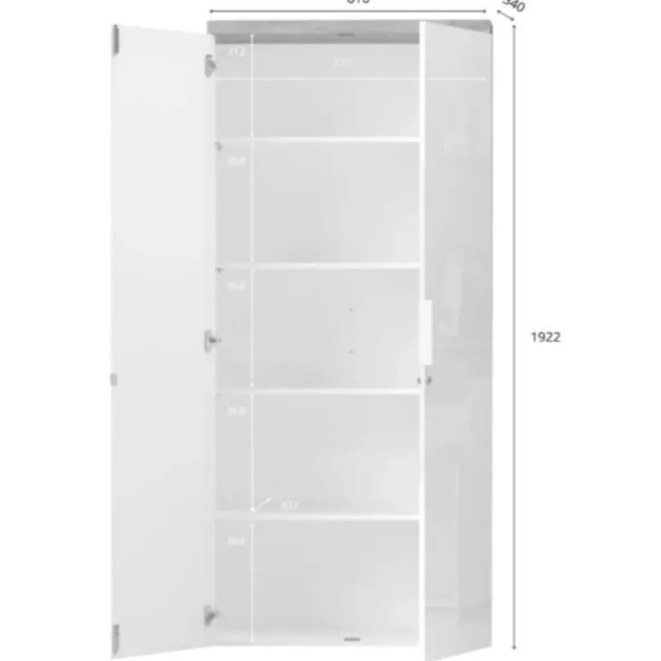 Armadio ufficio con serratura 80x190h cm 2 ante bianco lucido rovere chiaro Opera