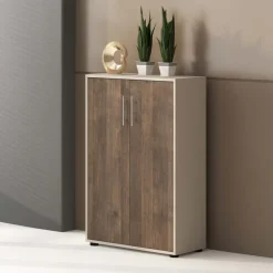 Armadio ufficio 79x118cm 2 ante beige cashmere noce Woody