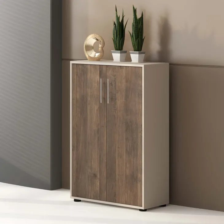 Armadio ufficio 79x118cm 2 ante beige cashmere noce Woody