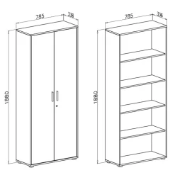 Armadio ufficio 79x188h cm 2 ante con serratura bianco frassinato cemento Woody