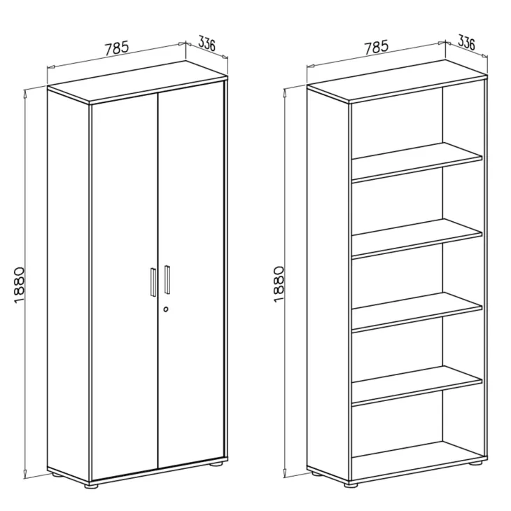 Armadio ufficio 79x188h cm 2 ante con serratura bianco frassinato cemento Woody