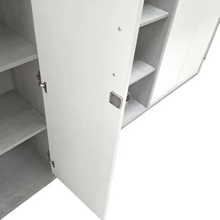 Armadio ufficio 79x188h cm 2 ante con serratura bianco frassinato cemento Woody