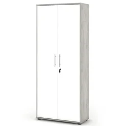 Armadio ufficio 79x188h cm 2 ante con serratura bianco frassinato cemento Woody