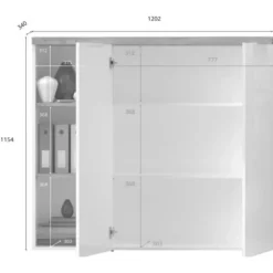 Armadio ufficio 120x115h cm 2 ante 3 vani bianco lucido rovere chiaro Opera