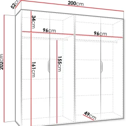 Armadio 200x202 cm 4 ante bianco opaco Valencia