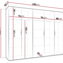 Armadio 250x202 cm 5 ante bianco opaco Valencia
