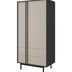 Armadio 93x195 cm 2 ante 2 cassetti antracite beige Essenzia
