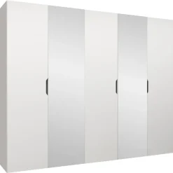Armadio 250x202 cm 5 ante con specchio bianco opaco Valencia