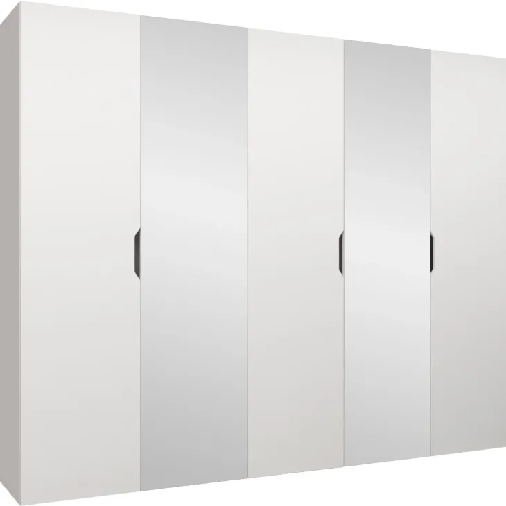 Armadio 250x202 cm 5 ante con specchio bianco opaco Valencia