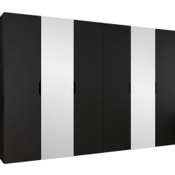 Armadio 300x202 cm 6 ante con specchio nero opaco Valencia