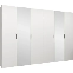 Armadio 300x202 cm 6 ante con specchio bianco opaco Valencia