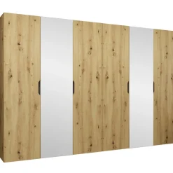 Armadio 300x202 cm 6 ante con specchio rovere Valencia