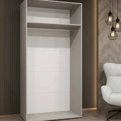 Armadio 100x202 cm 2 ante con specchio beige cashmere Valencia