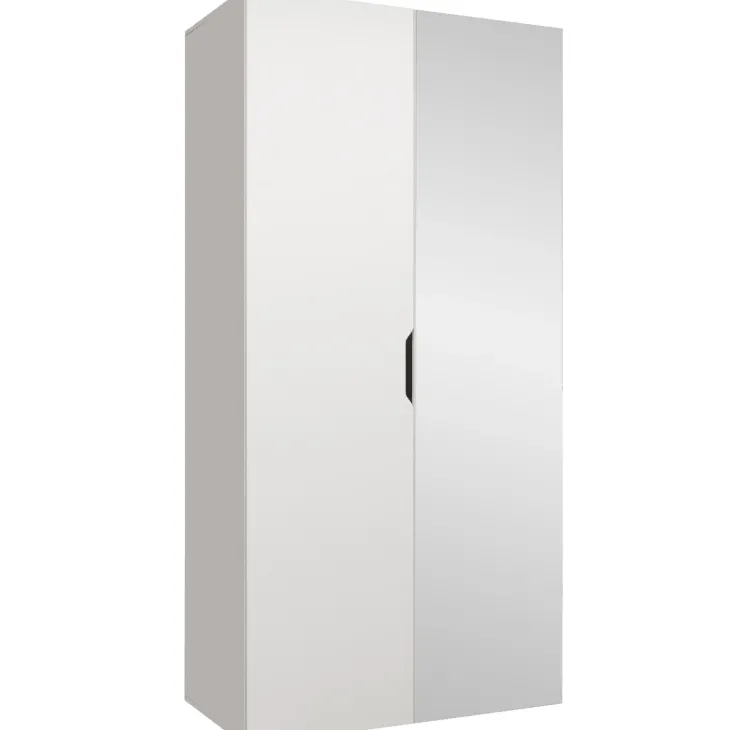 Armadio 100x202 cm 2 ante con specchio bianco opaco Valencia