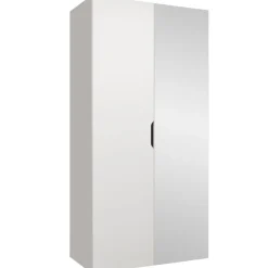 Armadio 100x202 cm 2 ante con specchio bianco opaco Valencia