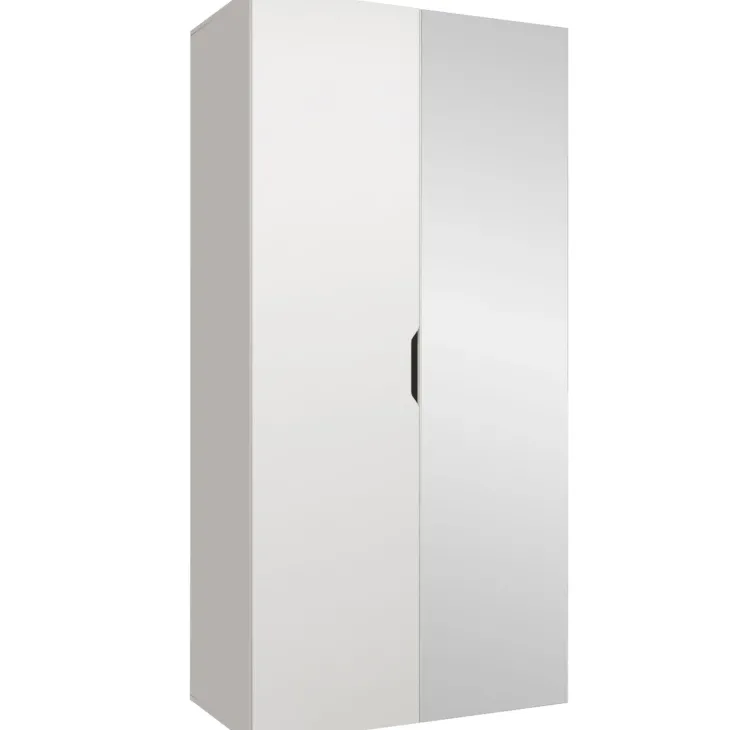 Armadio 100x202 cm 2 ante con specchio bianco opaco Valencia