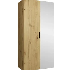 Armadio 100x202 cm 2 ante con specchio rovere Valencia