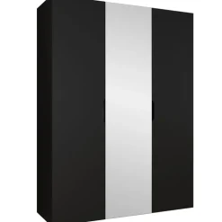 Armadio 150x202 cm 3 ante con specchio nero opaco Valencia