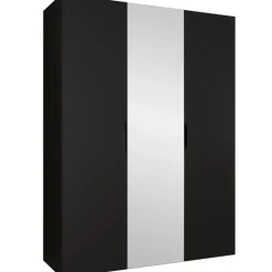 Armadio 150x202 cm 3 ante con specchio nero opaco Valencia