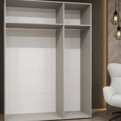 Armadio 150x202 cm 3 ante con specchio beige cashmere Valencia