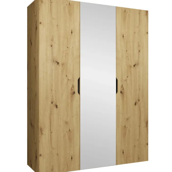 Armadio 150x202 cm 3 ante con specchio rovere Valencia