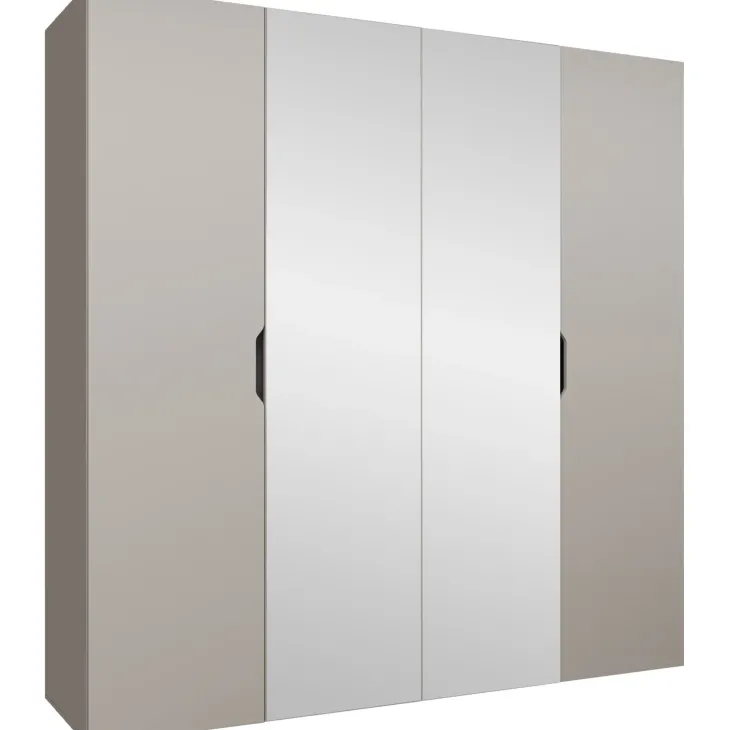 Armadio 200x202 cm 4 ante con specchio beige cashmere Valencia
