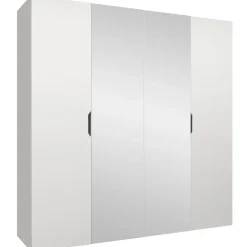 Armadio 200x202 cm 4 ante con specchio bianco opaco Valencia