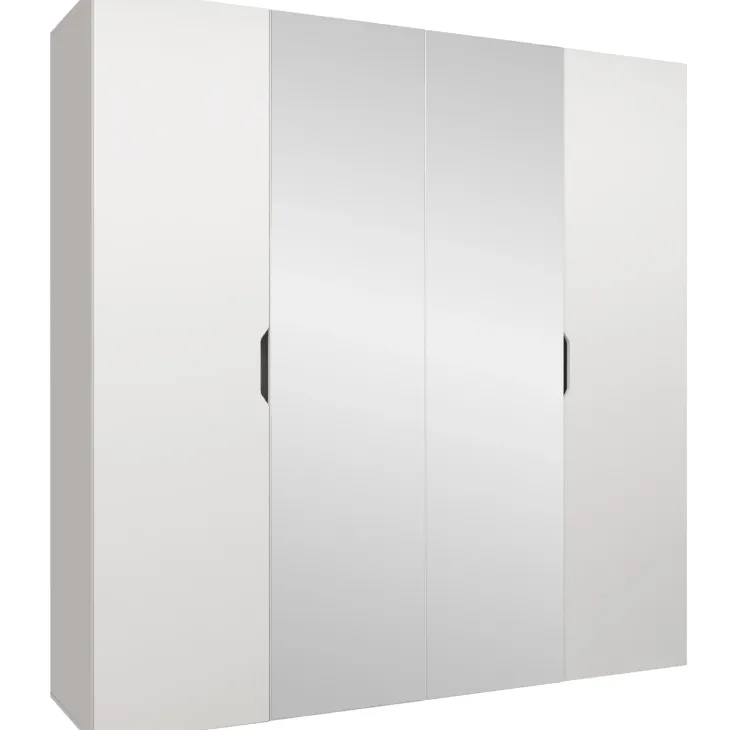 Armadio 200x202 cm 4 ante con specchio bianco opaco Valencia
