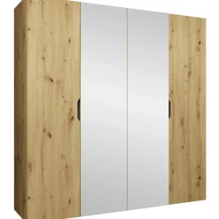 Armadio 200x202 cm 4 ante con specchio rovere Valencia