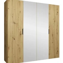 Armadio 200x202 cm 4 ante con specchio rovere Valencia