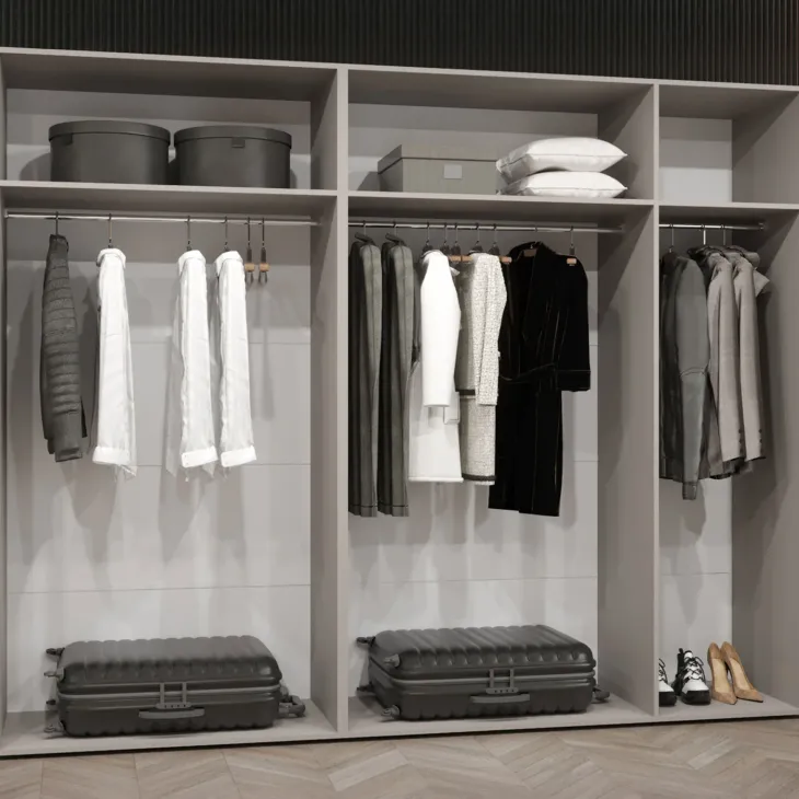 Armadio 250x202 cm 5 ante con specchio beige cashmere Valencia