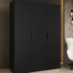 Armadio 150x202 cm 3 ante nero opaco Valencia