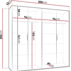 Armadio 200x202 cm 4 ante rovere Valencia