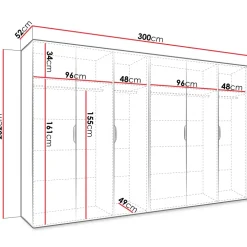 Armadio 300x202 cm 6 ante rovere Valencia