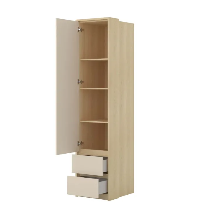 Armadio 45x215h cm 1 anta 2 cassetti beige cashmere rovere Elvira
