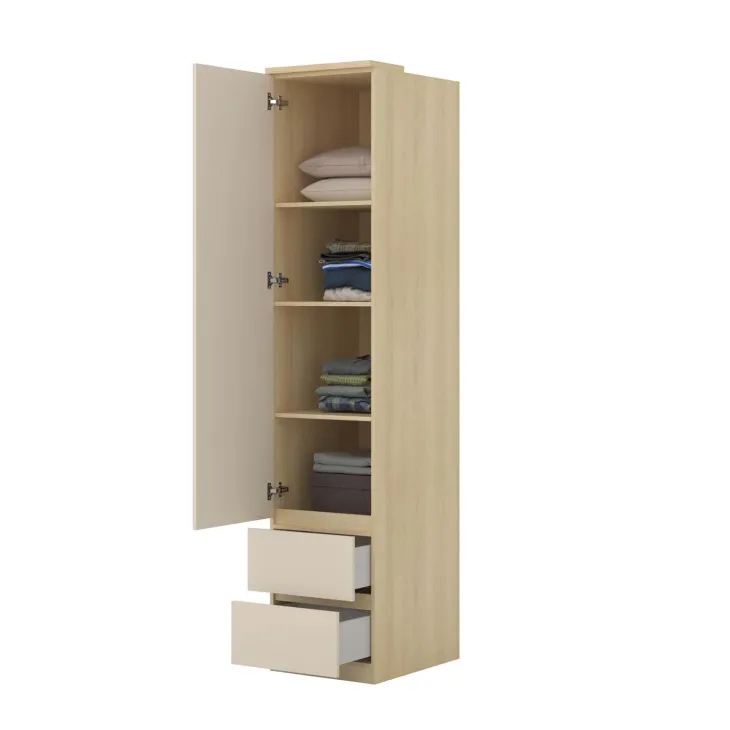 Armadio 45x215h cm 1 anta 2 cassetti beige cashmere rovere Elvira