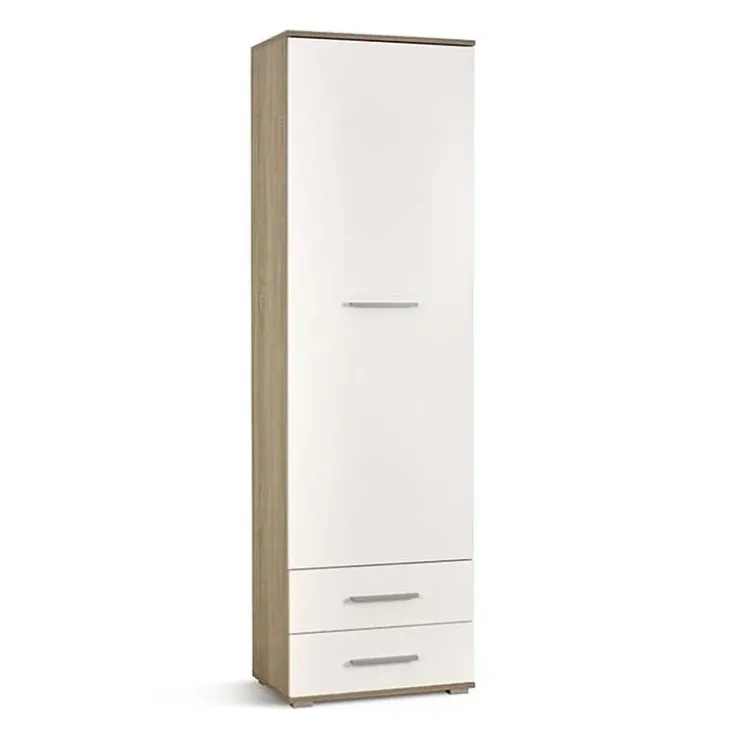 Armadio 60x200h cm 1 anta 2 cassetti bianco rovere Viki