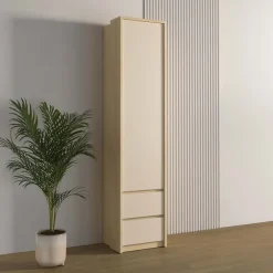 Armadio 45x215h cm 1 anta 2 cassettini beige cashmere rovere Elvira