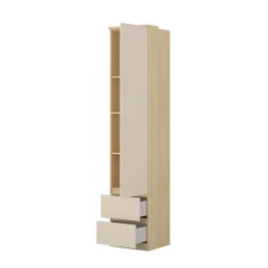 Armadio 45x215h cm 1 anta 2 cassettini beige cashmere rovere Elvira