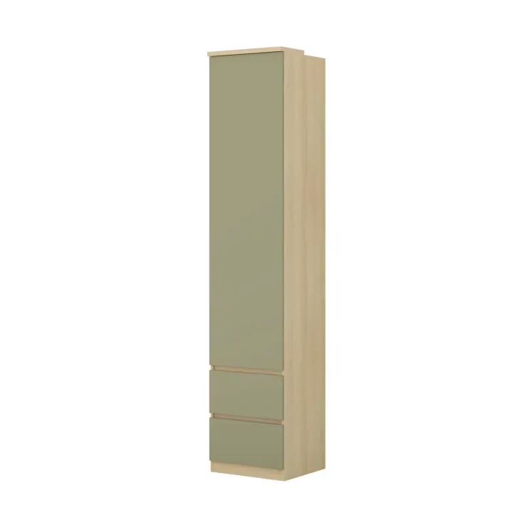Armadio 45x215h cm 1 anta 2 cassettini verde salvia rovere Elvira