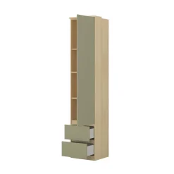 Armadio 45x215h cm 1 anta 2 cassettini verde salvia rovere Elvira