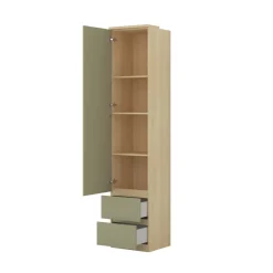Armadio 45x215h cm 1 anta 2 cassettini verde salvia rovere Elvira