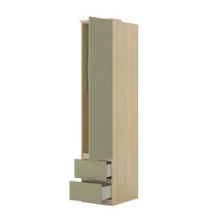 Armadio 45x215h cm 1 anta 2 cassetti verde salvia rovere Elvira