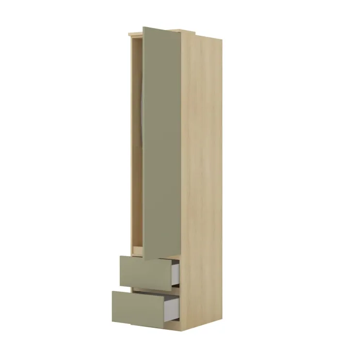 Armadio 45x215h cm 1 anta 2 cassetti verde salvia rovere Elvira